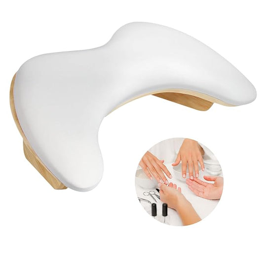 Arm Rest for Nails Tech，U-shaped Manicure Nail Arm Rest Stand with Detachable Brackets Microfiber PU Leather Manicure Pillow Big Nail Hand Rest Cushion Suitable for Salon and Home (White)