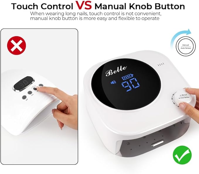 Belle UV Gel Nail Lamp - LED with 4 Timer Modes, Salon-Quality Nail Curing Light for Home and Professionals