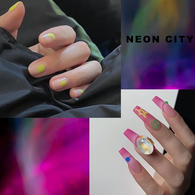 FAVAI Airbrush Neon Gel Nail Polish Air Gel Set 6 Neon colors Bright Orange Hot Pink Yellow Green Purple Spring Summer Collection 15ml / 0.5 Fl Oz Long Lasting