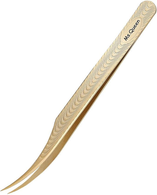 Ms.Queen Lash Extension Tweezers-Dolphin Shape Tip Isolation Tweezers for Classic Volume Eyelash Extensions