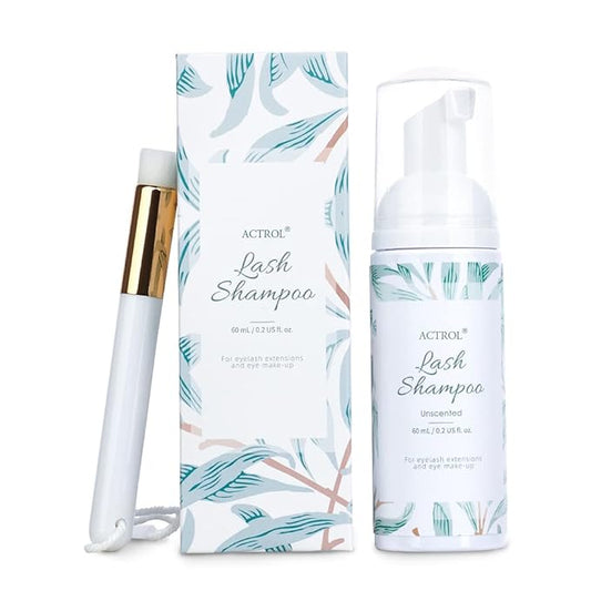 Eyelash Extension Cleanser 60ML Natural Lash Extension Shampoo Unscented Professional Eyelid Foaming Cleanser Paraben & Sulfate Free Non-lrritating with Salon and Home Care