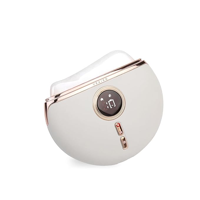 AlpenGlow Electric Gua Sha Device, Rose Quartz Gua Sha Facial Tools with Heat and Vibration, Gua Sha Face Massager for Lymphatic Drainage, Lift, Puffiness, Rejuvenation Natural Glow (White)