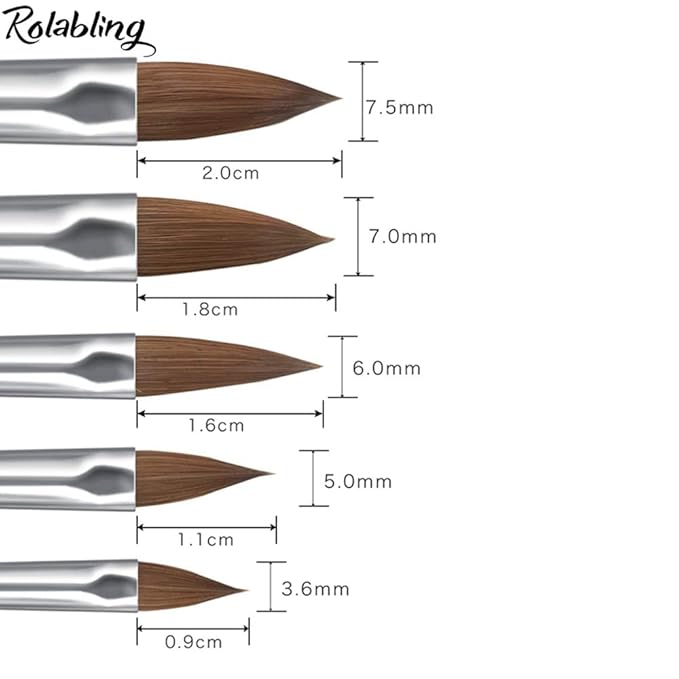 Nail Brush Kolinsky Sable Acrylic Nail Art Brushes UV Gel Nail Painting Pen Brushes Set 5 pcs (1set)