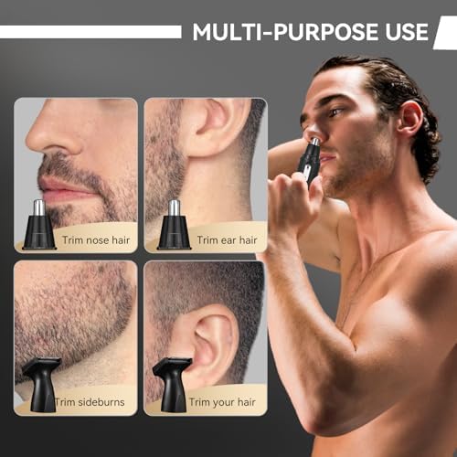 ZOMU Ultimate PRO Back Shavers for Men Body Shaver with Adjustable Extreme Reach Handle, Body Groomers Men's Electric Back Shaver with Nose Hair Trimmer Set and 2 Shock Absorber Flex Heads（Black）