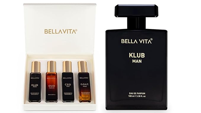 Men’s Premium Perfume Gift Bundle | Gift Set (4 x 0.68 fl. oz.) & KLUB Eau De Parfum (3.38 fl. oz.) | Elegant & Intense Fragrances for Men | Citrusy, Woody, Spicy Scents