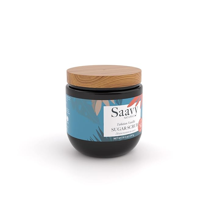 Saavy Naturals Tahitian Vanilla Sugar Scrub, Relaxing Scented Body Sugar Scrub Exfoliator, Vegan Sugar Scrub with Vitamin E, and More, Luxe Vanilla Scrub Gift Set, 12 Oz, 2 Pack
