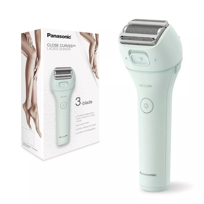Panasonic Close Curves Electric Razor for Women, Cordless 3-Blade Shaver with Pop-Up Trimmer, Wet Dry Operation - ES-WL60-G (Mint)