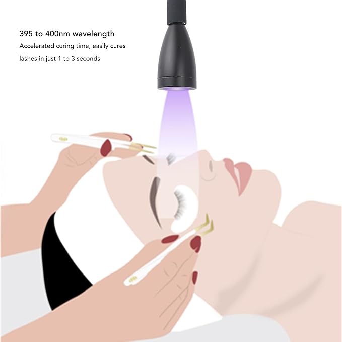 Portable LED Lash Light With Clamp and Foot Pedal for Eyelash Tech - Gel Curing Lamp and Nails Eyelash Dryer
