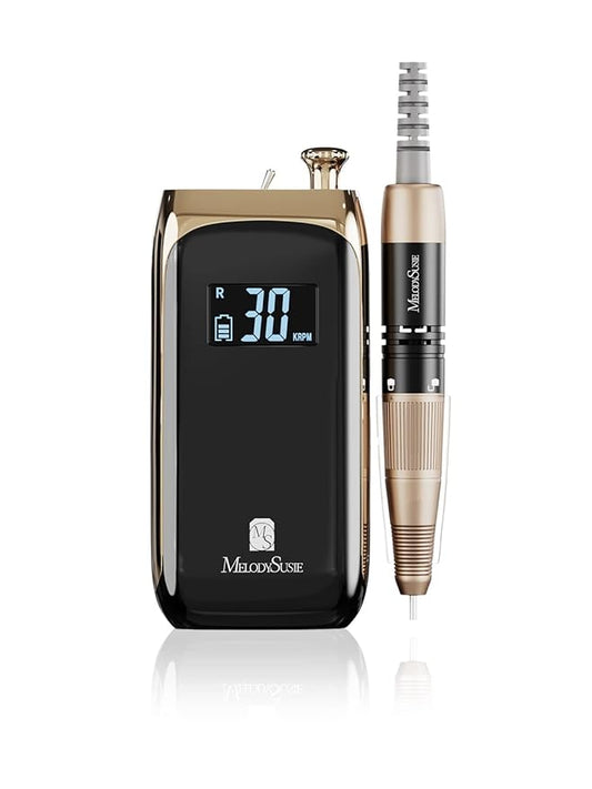 MelodySusie SC320C Electric Nail Drill Machine, Rechargeable 30000RPM Efile for Acrylic Nail, Portable Nail File with 6 Nail Drill Bit Set, SR3 Jade (Black)