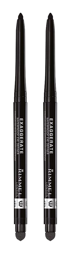 Rimmel London exaggerate auto waterproof eye definer, blackest black, Pack of 2