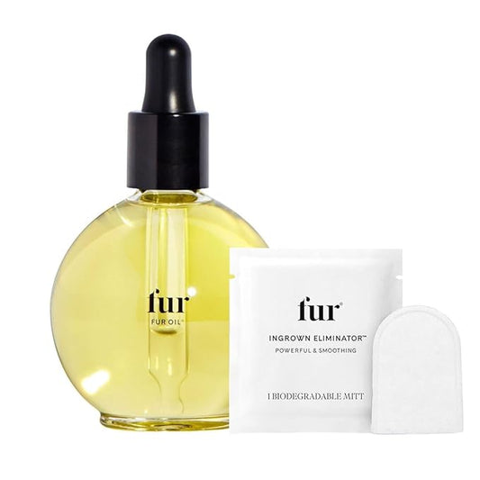 Fur Oil - Prevent Ingrown Hairs - Moisturize and Soften Dry Skin - 2.5fl oz with Ingrown Eliminator Mitt