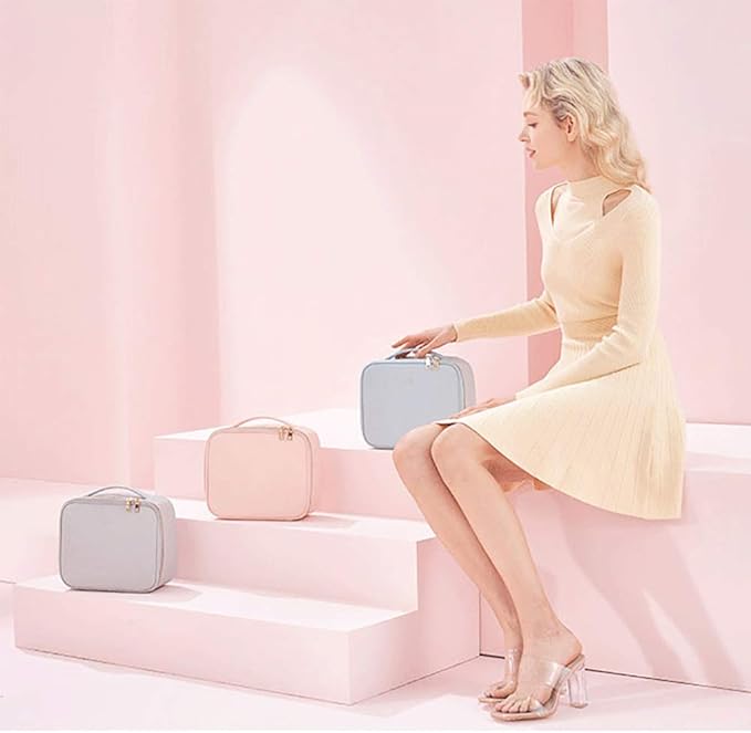 Vlando Toiletry Bag, Large Wash Bag, Travel Cosmetic Make-up Bag, Multi-compartment with Dividers for Cosmetics Makeup Brushes Toiletry Jewelry Accessories, Pink