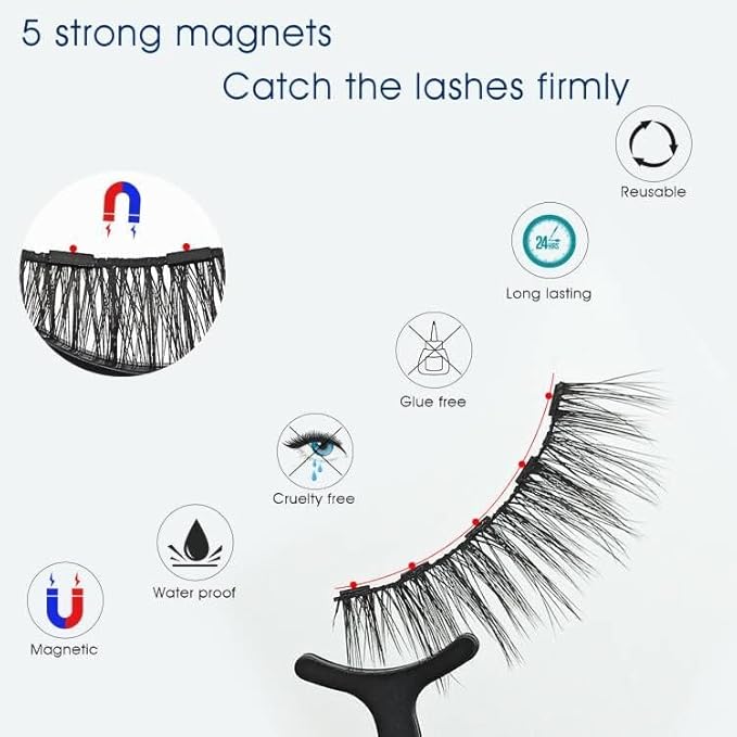Alcastar Magnetic Eyelashes with Eyeliner Kit, Magnetic Lashes Natural Looking with, Long Lasting, Easy Apply,Cruelty-Free. (Mink Fluffy7-217)