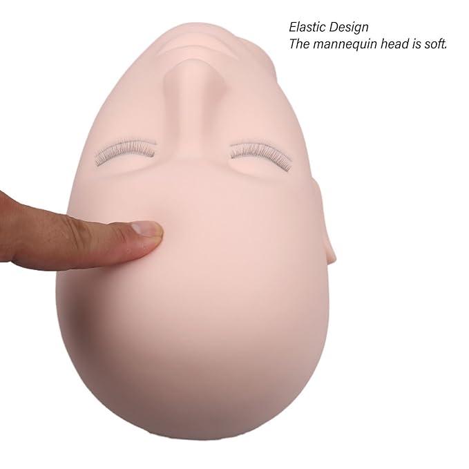 Soft Silicone Mannequin Head for Beginner Lash Extensions Practice, Beauty Training Institutions, and Eyelash Salons