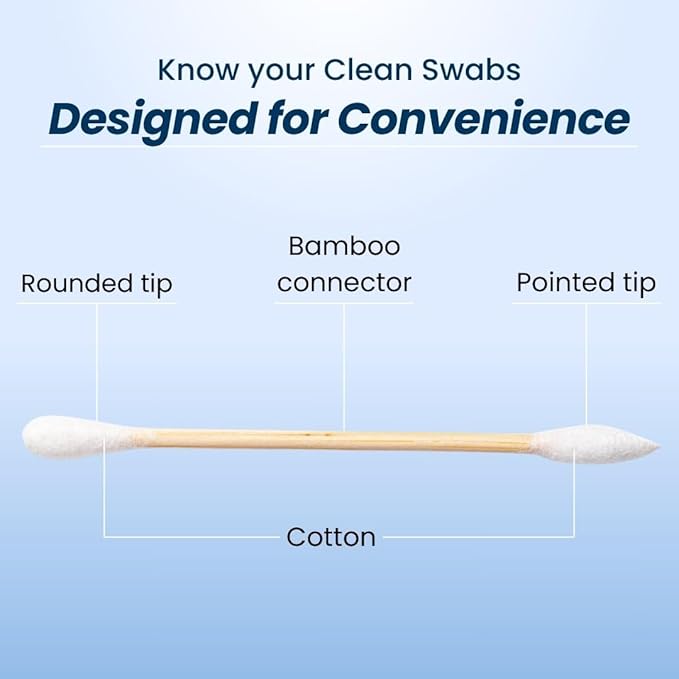 Clean Skin Club Clean Swabs, 2 Pack, 1000 Total Count, One Pointed Tip, Biodegradable + Organic Cotton & Bamboo, Makeup & Nail Polish EyelinerTouch-ups, Ear Cleaning QTips, Sterile, Hypoallergenic