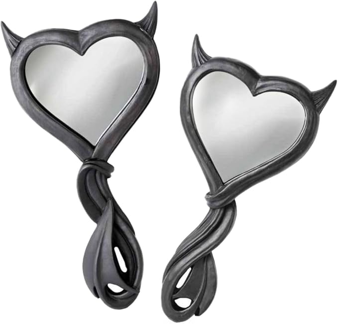 Alchemy England Devil's Heart Hand Mirror Gift Black Horns Gothic Boudoir