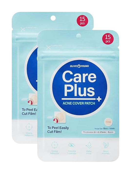 OLIVE YOUNG Care Plus Spot Patch | Hydrocolloid Acne Korean Spot Patch to Cover Zits, Pimples and Blemishes, for Troubled Skin and Face (Hydrocolloid, 30 Count (Pack of 2))
