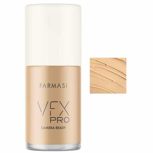 FARMASi Vfx Pro Foundation, Full Coverage Liquid Cream, Lightweight Long Lasting Coverage, Breathable Skin Moisturizer with Color True Matte Blending, Face Makeup, 1 fl. oz / 30 ml - Golden Warm W09