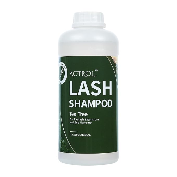 Eyelash Extension Cleanser Tea Tree 1L Natural Lash Extension Shampoo Professional Eyelid Foaming Cleanser Paraben & Sulfate Free Non-lrritating with Salon and Home Care
