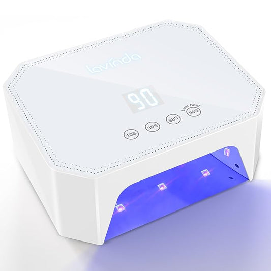 Lavinda 54W UV LED Nail Lamp for Gel Nails, Large Touch Display & Fast Curing, 4 Timer Settings Professional Nail Dryer Light, Compatible All Gel Types Home Salon White
