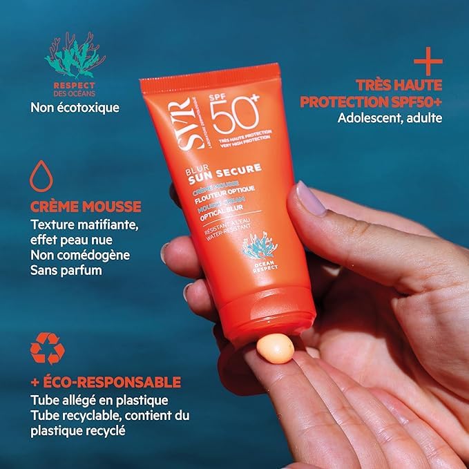 SUN SECURE BLUR SPF 50+ Blur 50ml Optical Blur Mousse Suncream, Sunscreen Face Skin Protection Sun Cream, 1.7 Fl Oz. NEW SKIN BEAUTY GIFT