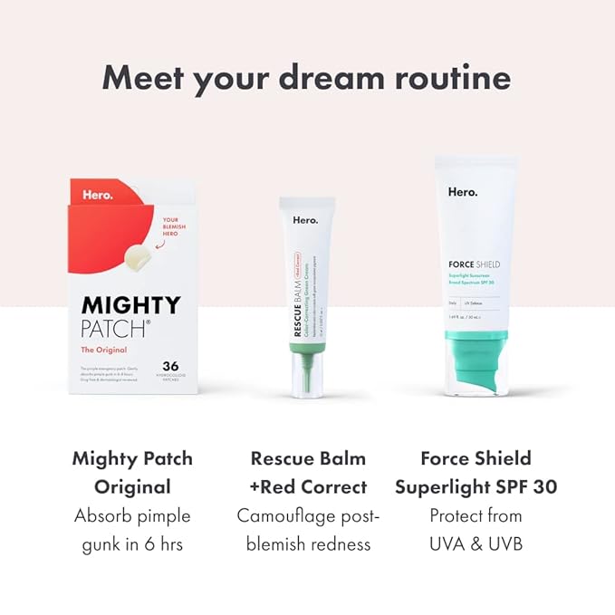 Hero Cosmetics Rescue Balm + Red Correct: Post-Blemish Recovery Cream, Nourishing & Calming, Dermatologist Tested, Vegan (1.69 fl oz)