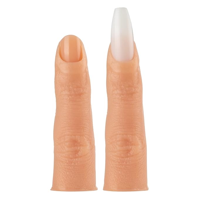 Americanails RealisTech Ultra Lifelike Silicone Practice Finger for Acrylic Nails - Nail Technician Training Tool, Flexible Practice Finger, Mannequin Finger with Insertable Nails, Practice Nail Art