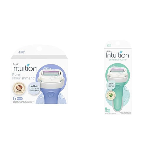 Schick Intuition Razors Bundle - Refills with Cocoa Butter & Sensitive Skin Razor