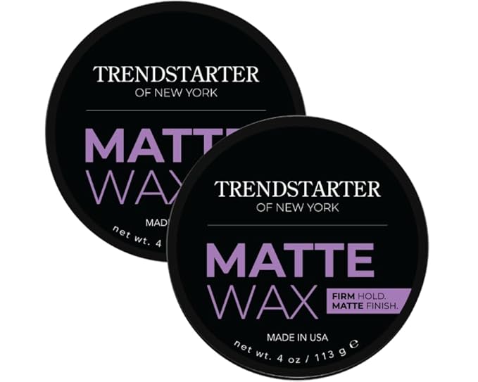 TRENDSTARTER Matte Wax (4oz) (PACK of 2) - Firm Hold, Matte Finish, Premium Water Based All-Day Styling Pomade for Men, Flake-Free for All Hair Types