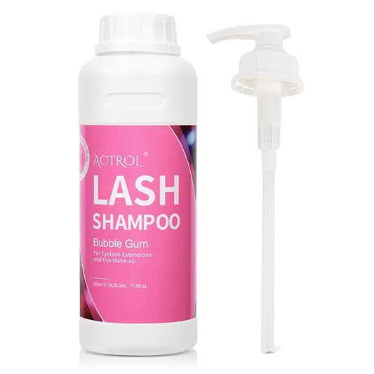 Eyelash Extension Cleanser Bubble Gum 500ml Natural Lash Extension Shampoo Professional Eyelid Foaming Cleanser Paraben & Sulfate Free Non-lrritating with Salon and Home Care