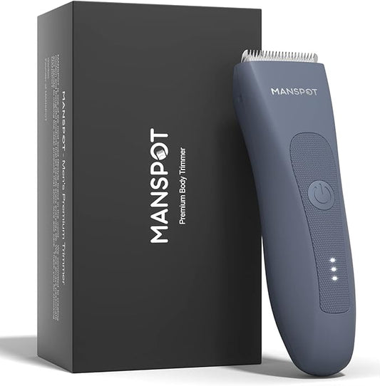 MANSPOT Electric Groin Hair Trimmer Men's Shaving & Grooming Sets Kit with 4 Guards and Replaceable Ceramic Blade Heads, Waterproof Wet/Dry Trimmer for Men, 90 Minutes Shaving, Grooming Sets