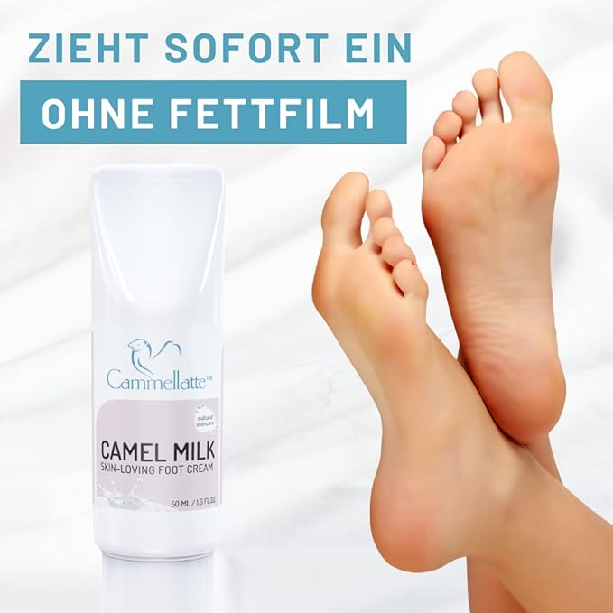 Camel Milk Foot Cream for Dry Cracked Feet With Shea Butter, Tea Tree Oil, Vitamins and Omega Fatty Acids 50 ml