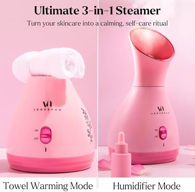 Facial Steamer Spa Kit with Complimentary 6 Skin Care Tools | Face Steamer for Facial Deep Cleaning with Towel Warmer & Humidifier Mode| Self Care Spa Gifts for Women, Mothers Day Gifts for Mom
