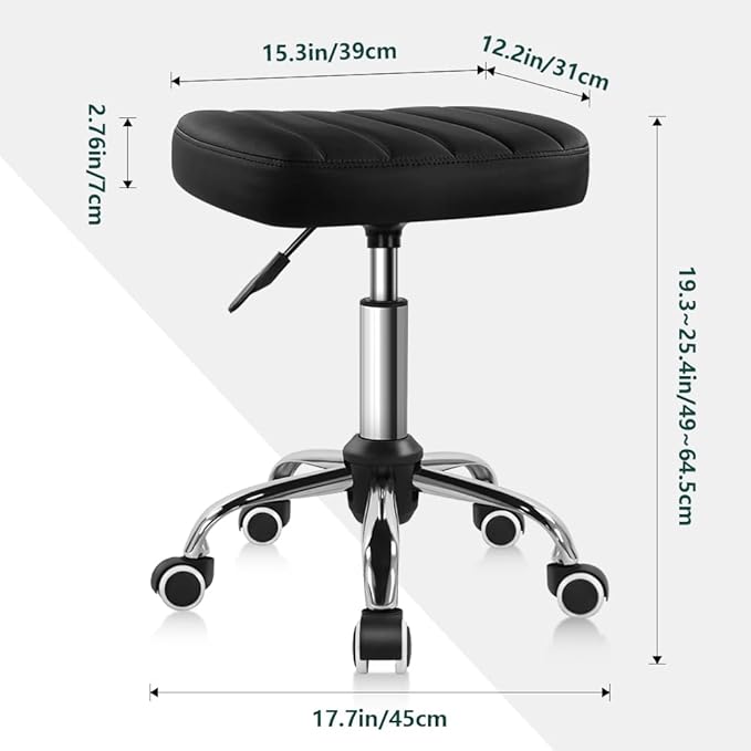 Black Minimalist Square Swivel Stool with Wheel Perfect for Work SPA Shop Massage Height-Adjustable and Cost-Effective Rolling Stool Chair
