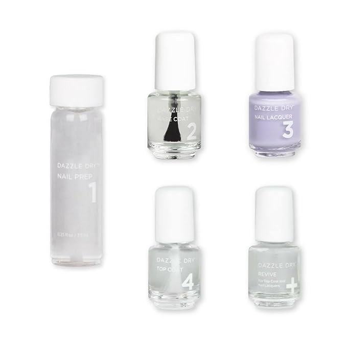 Dazzle Dry Mini Kit 4 Step System - Faith, a cool, pastel lavender with gray undertones. Full coverage cream. (5 Piece Kit / 5 Manicures)