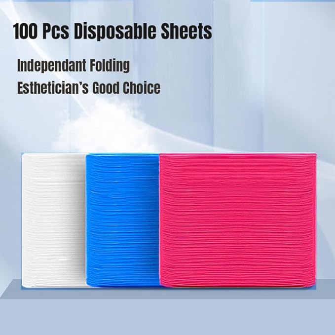 100 PCS Disposable Massage Table Sheets Spa Bed Covers 71"x31" -Non Woven Fabric Waterproof Protector for Waxing, Tattoo, Beauty Salon,Facial, Esthetician Table Bed (White)