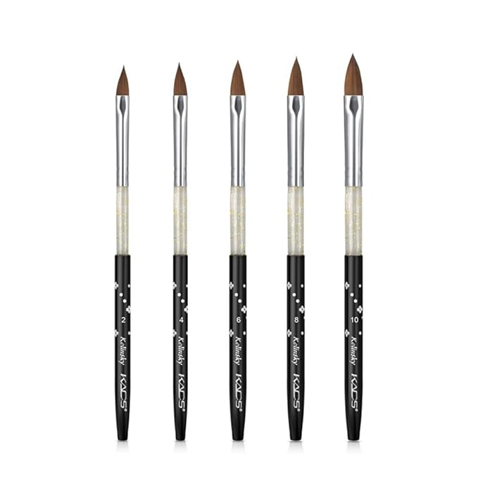 Nail Brush Kolinsky Sable Acrylic Nail Art Brushes UV Gel Nail Painting Pen Brushes Set 5 pcs (1set)