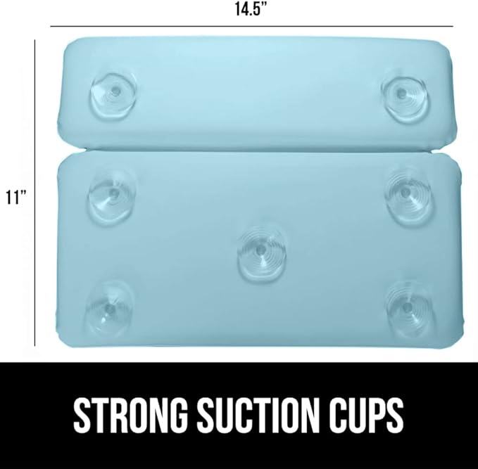 GORILLA GRIP Bath Pillow for Tub, Improved Suction Cups, Luxury Bathtub Pillows, Headrest for Neck and Back Support, Relaxing Home Spa, Hot Tubs and Bathroom Essentials, Gifts for Women, 2 Panel Blue