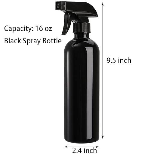 TOPZEA 12 Pack Empty Spray Bottles, 16oz Plastic Durable Black Spraying Bottles with Mist and Stream Option, Leak-proof Sprayers for Cleaning Solutions, Alcohol, Essential Oils, Hair Misting