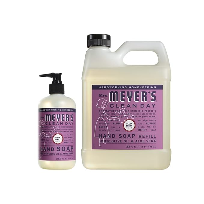 Mrs. Meyer's Liquid Hand Soap Variety, 1 Plum Berry Refill, 1 Plum Berry Hand Soap, 2 CT