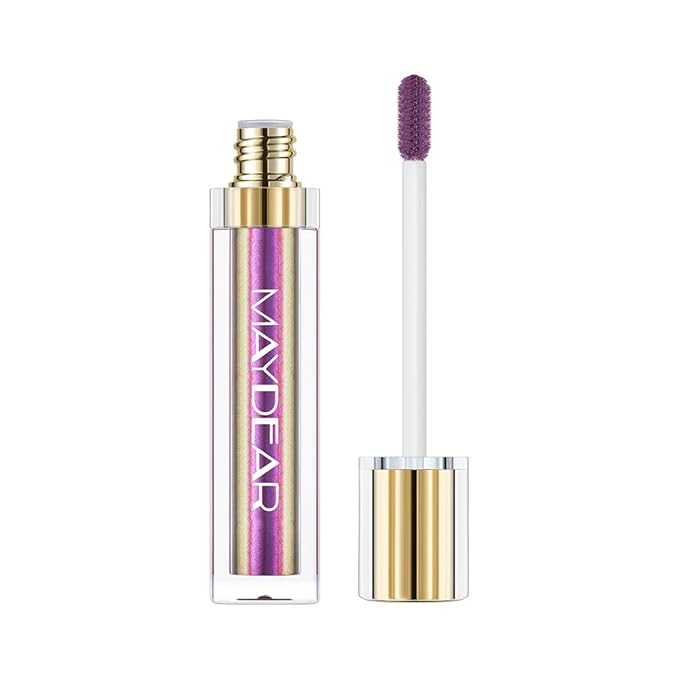 Maydear Chameleon Lipstick - High Pigmented Purple Lip Gloss, Full-Coverage Multichrome Lipstick, Long Lasting Rainbow Lip Makeup, Golden Plum (09)