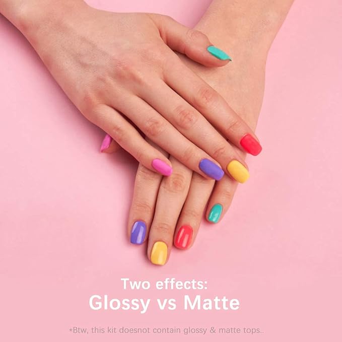 Bluedee Gel Nail Polish-Gel Nail Polish Kit,UV Soak-off Nail Gel Home DIY Manicure,6Pcs/Set Summer Series Mint-Green Light-Purple Baby-Blue Light-Pink,Gel Nail Kit for Starter