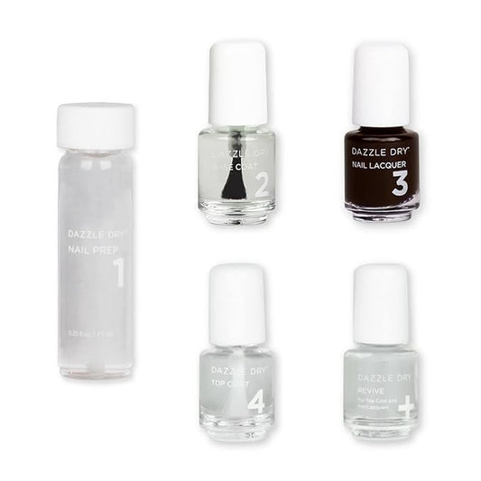 Dazzle Dry Mini Kit 4 Step System - Forbidden Passion, a sexy near-black raisin purple. Full coverage cream. (5 Piece Kit / 5 Manicures)
