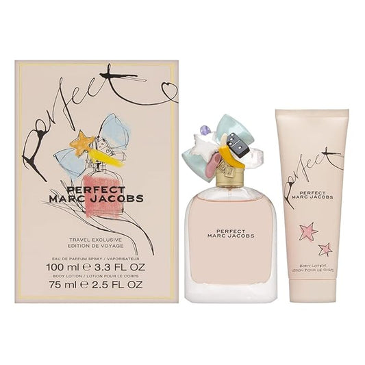 Marc Jacobs Perfect 2 Piece Set for Women (3.4 Ounce Eau De Parfum Spray + 2.5 Body Lotion)