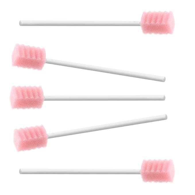 (250 PCS) JIESI Disposable Oral Swabs,Sterile Sponge Mouth Swabs(Pink)