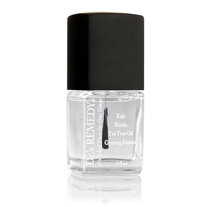 Dr.'s Remedy Enriched Nail Polish, Poised Pink Champagne with TOTAL Two-in-One Top and Base Coat Set 0.5 Fluid Oz Each