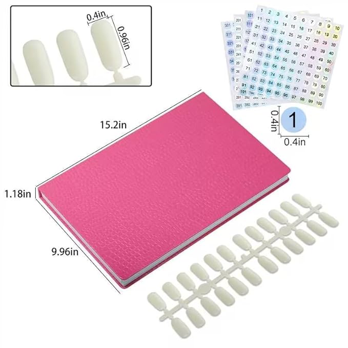 308 Polish Display Book, Gel Color Display Book, Fake Tips Sample Painting Art Design for Nail Salons, DIY at Home (Rose Red)