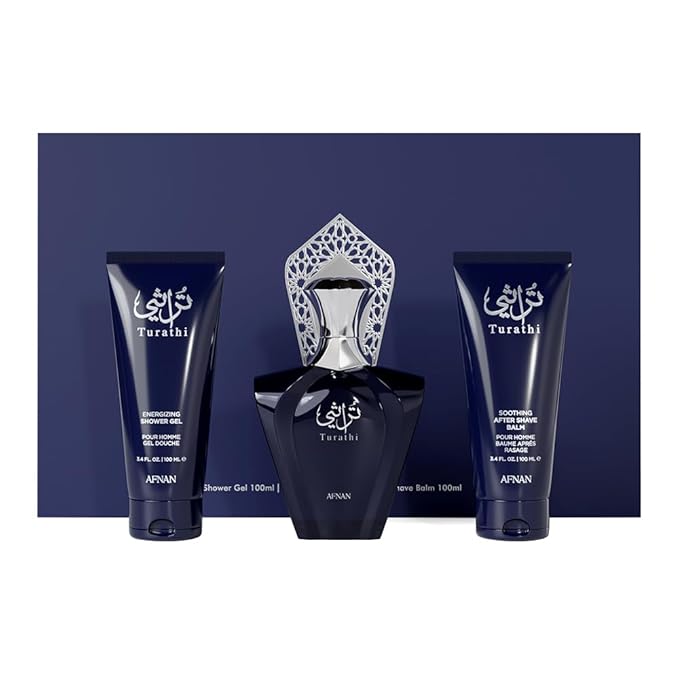 Afnan Turathi Homme Blue Gift Set – Eau De Parfum + Shower Gel + After Shave – Luxurious Perfume Gift Set For Men