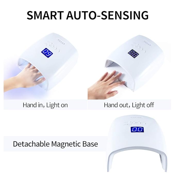 Rechargeable UV LED Nail Lamp, Professional Cordless UV Light for Nails Nail Lamp Machine with Automatic Sensor, 5 Timer Setting Fast Nail Light Curing Lamp for Salon & Home