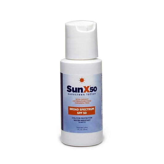 CoreTex Sun X 50 SPF Broad Spectrum Sunscreen Lotion - 1oz Bottle of Paraben, Oxybenzone, Octinoxate, & Oil Free Sunscreen - No White Cast and Water & Sweat Resistant Up to 80 Minutes